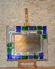Miroir carré à bordure de verre bleu et vert